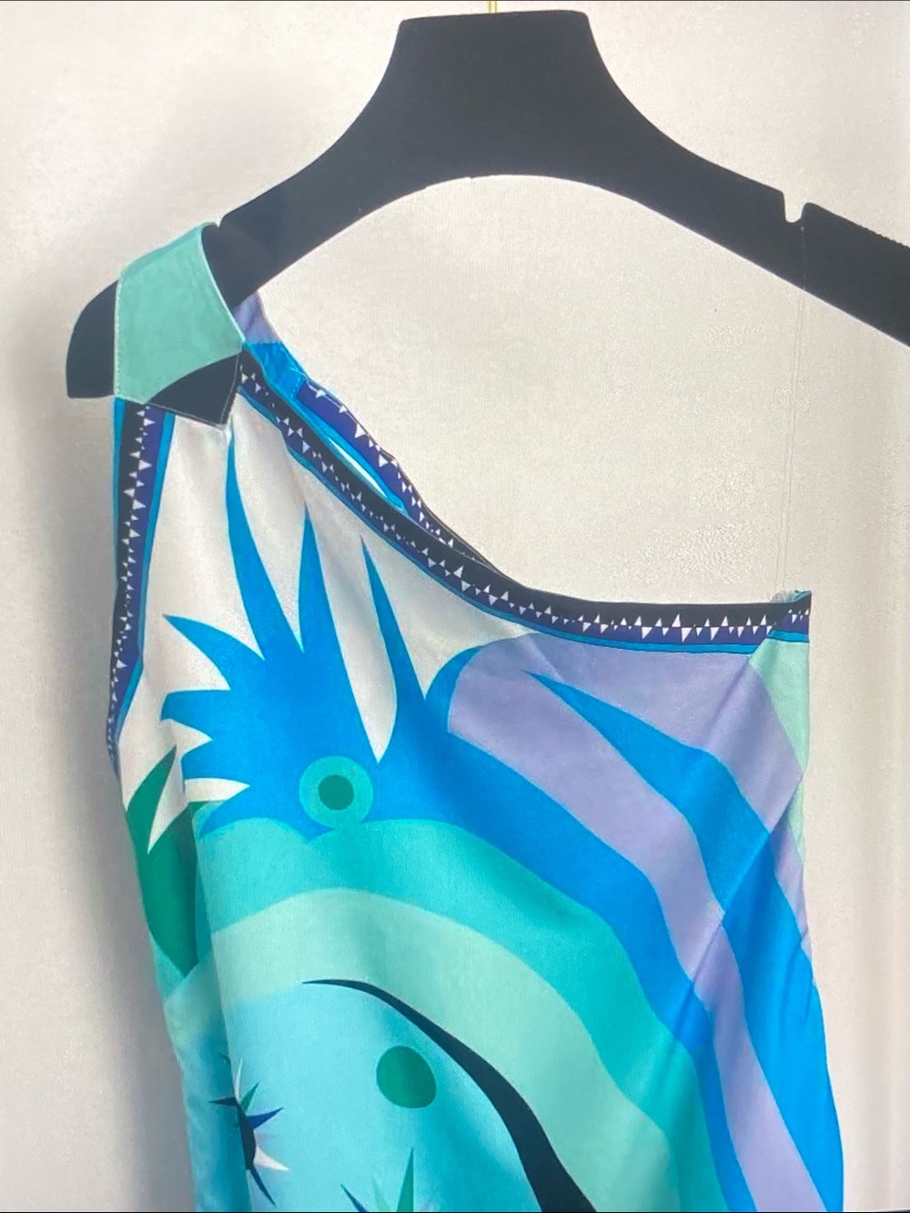 Emilio Pucci Turquoise, Aqua & Navy One-Shoulder Silk Dress - Picture 4 of 9